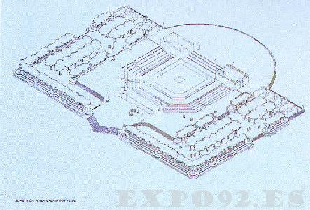 Uso post-EXPO del Palenque. Versión plaza urbana/auditorio. Proyecto Original.